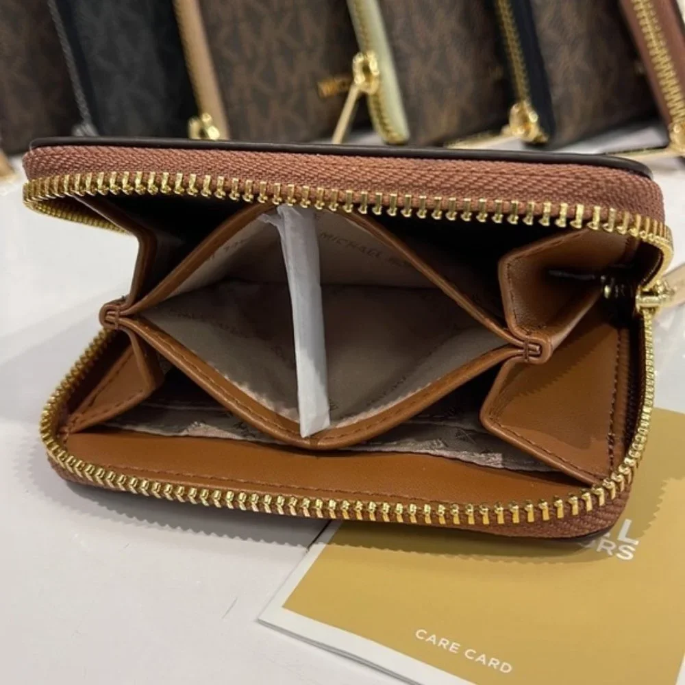 Michael Kors Jet Set Travel Medium Zip Around Card Case Brown - Picture 4 of 16